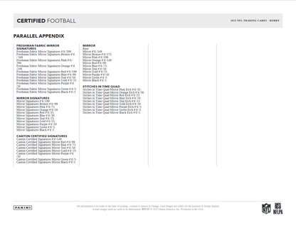 2023 Panini Certified Football Hobby Box